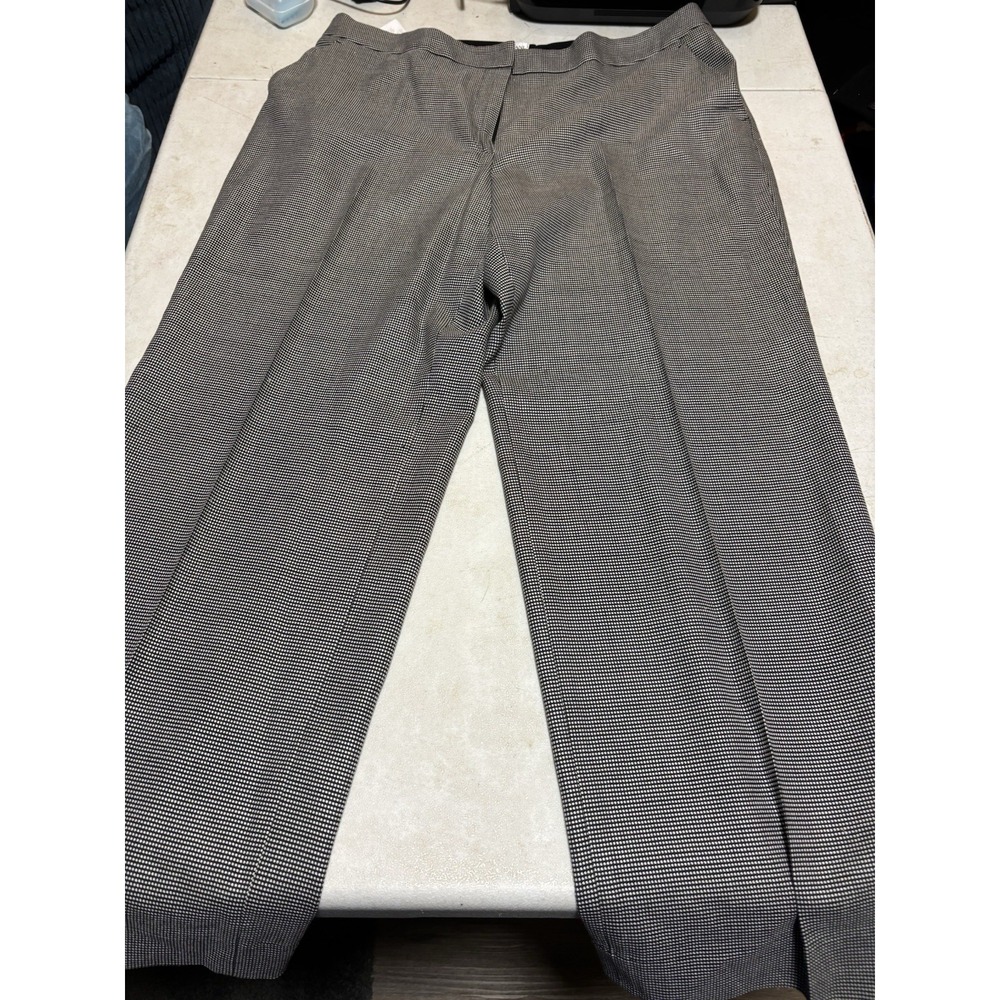 Armani‎ Collezioni black houndstooth pattern straight leg stretch pants size 14